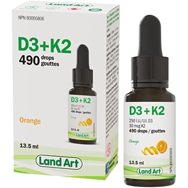 Certified Organic Vitamin D3 & K2 (MK7-Natto) - 490 Drops- Support Your Bones