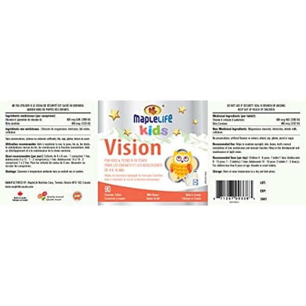 MapleLife Vision Chewables for Kids and Adolescents, Milk Flavour - Image 4