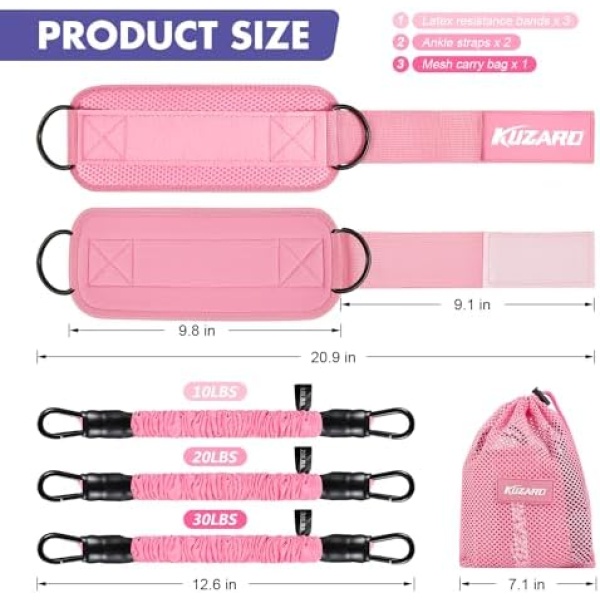 Ankle Resistance Bands with Cuffs, Ankle Bands for Working Out, Ankle Resistance - Image 5