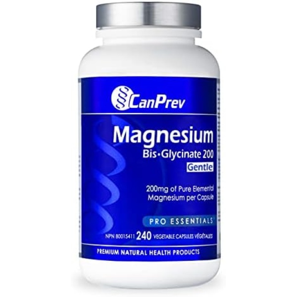 CanPrev - Pure Magnesium Bis-Glycinate 200mg (Gentle) | 240 v-caps | Elemental