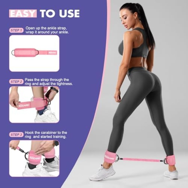Ankle Resistance Bands with Cuffs, Ankle Bands for Working Out, Ankle Resistance - Image 3