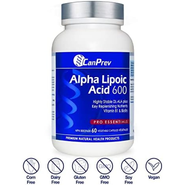 CanPrev Alpha Lipoic Acid 600 | 60 v-caps l With Key Replenishing Nutrients B1 - Image 2