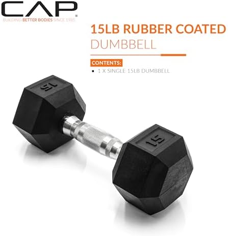 CAP 15 LB Coated Hex Dumbbell Weight, New Edition - Image 2