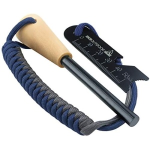 RKR OUTDOOR Ferro Rod Flint Fire Starter Kit with Handcrafted Wood Handle