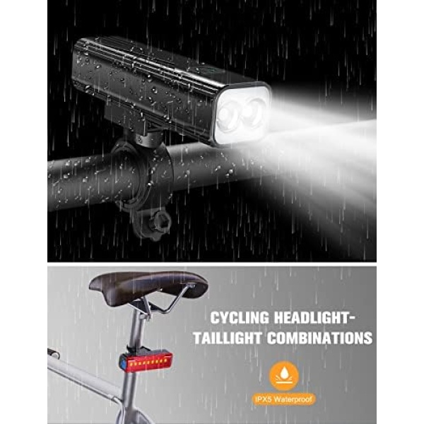 Bike Lights, WOCBUY 1200 Lumen USB Rechargeable LED Bike Light Set, Super Bright Bicycle - Image 5