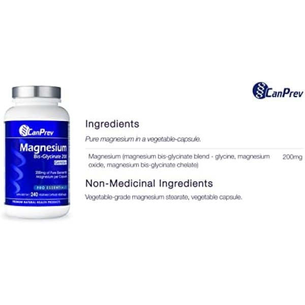 CanPrev - Pure Magnesium Bis-Glycinate 200mg (Gentle) | 240 v-caps | Elemental - Image 4