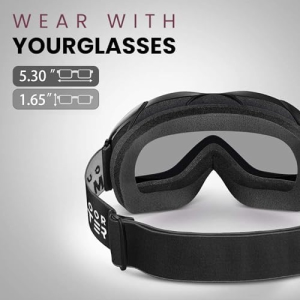 OutdoorMaster OTG Ski Goggles - Over Glasses Ski/Snowboard Goggles with anti-fog coated - Image 4