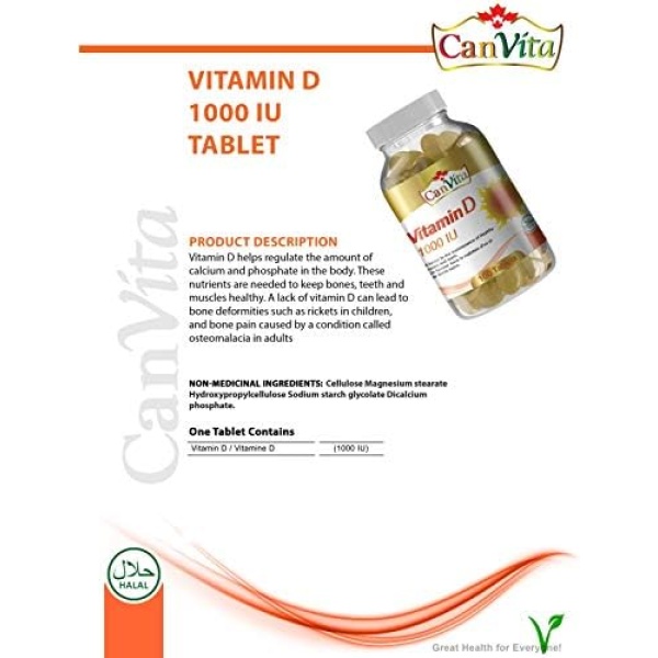 Canvita Halal Vitamin D 1000IU For Adults Halal Vegiterian - Image 6
