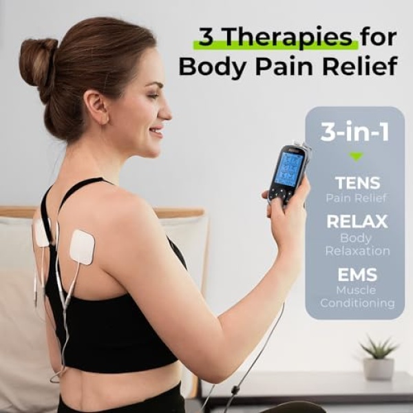 AUVON 3-in-1 TENS Unit Muscle Stimulator, EMS Massage Machine - Image 3