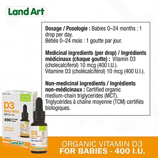 Certified Organic Vitamin D3 Drops - For Baby - 400 IU per drop - Image 6