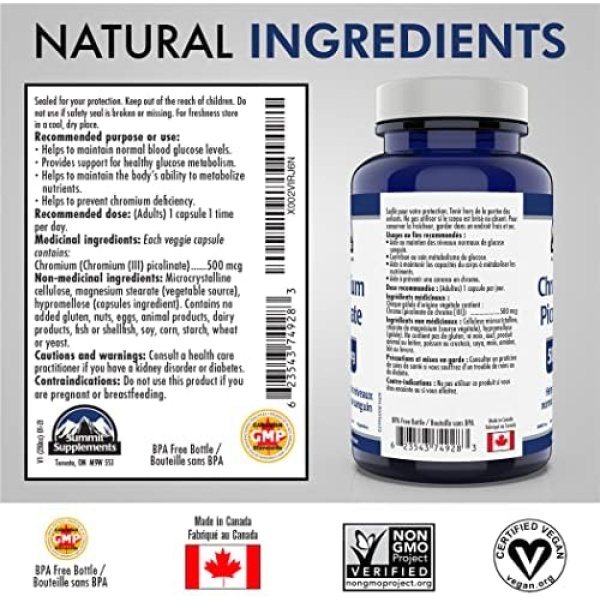 Chromium Picolinate 500mcg - Glucose and Blood Sugar Support Supplement - Image 7