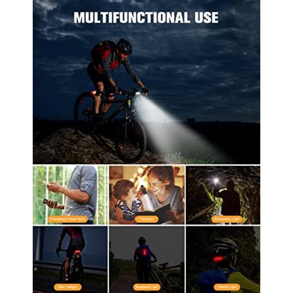 Bike Lights, WOCBUY 1200 Lumen USB Rechargeable LED Bike Light Set, Super Bright Bicycle - Image 8