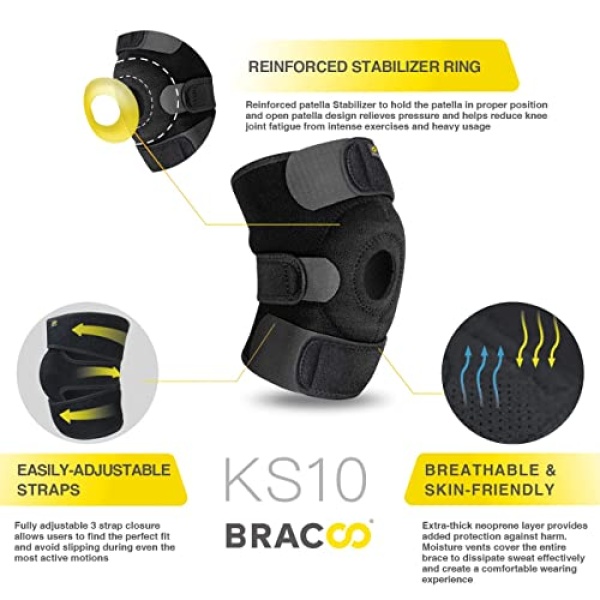 Bracoo Adjustable Compression Knee Patellar Pad Tendon Support Sleeve Brace - Image 2