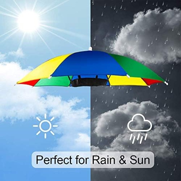5 Pack Umbrella Hat with Elastic Band, Fishing Umbrella Hat - Image 2