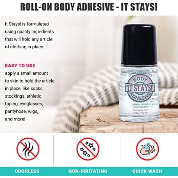 It Stays Roll On Body Adhesive, 2 fl oz - (1 Pack) Odorless, Hypoallergenic - Image 3