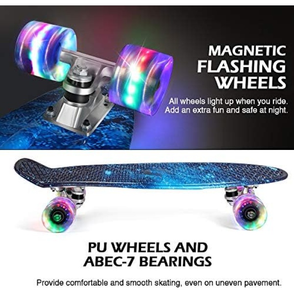 BELEEV Skateboard Complete Cruiser Mini Skateboard for Kids Teens Adults & Beginners - Image 3
