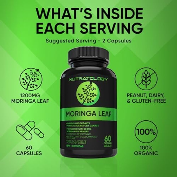 1200MG Organic Moringa Leaf Capsules -Provides Powerful Antioxidants - Image 4