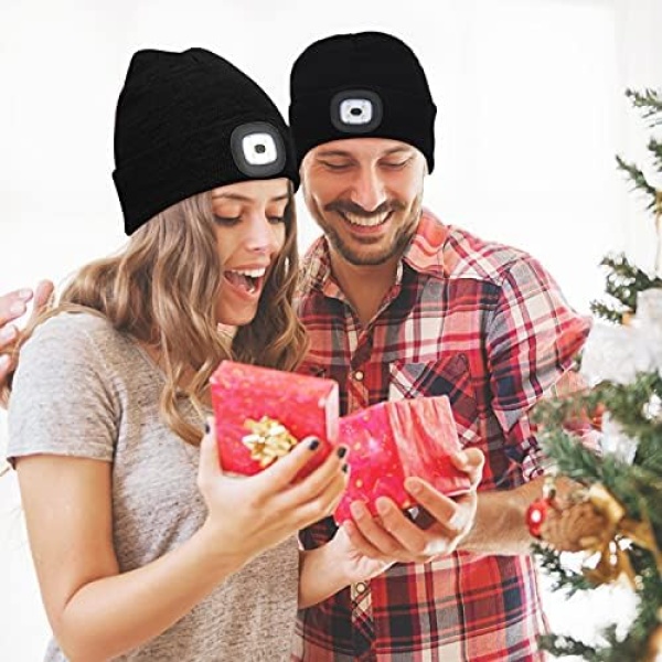 Beanie Hat with Light Headlight Hats LED USB Rechargeable Torch Cap Headlamp - Image 6