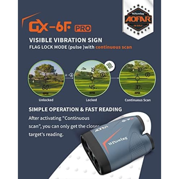 AOFAR GX-6F PRO Golf Rangefinder with Slope on/Off, Flag Lock - Image 3