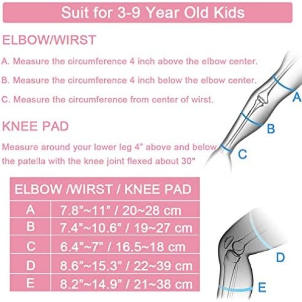 Elbow Pads and Knee Pads for Kids, Wiletasz Kids Protective Gear Elbow Pads - Image 7