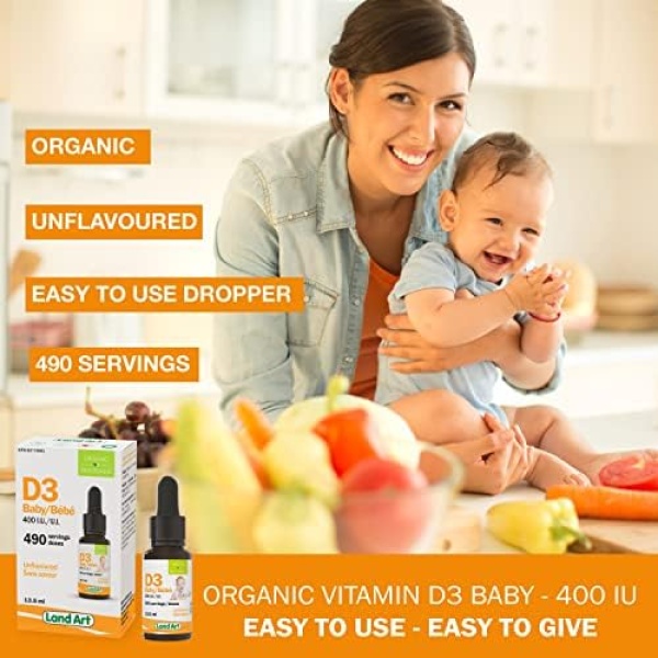Certified Organic Vitamin D3 Drops - For Baby - 400 IU per drop - Image 3
