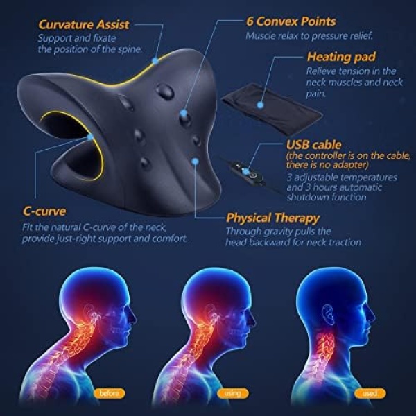 Cozyhealth Neck Stretcher for Neck Pain Relief, Heated Cervical Traction Device - Image 2