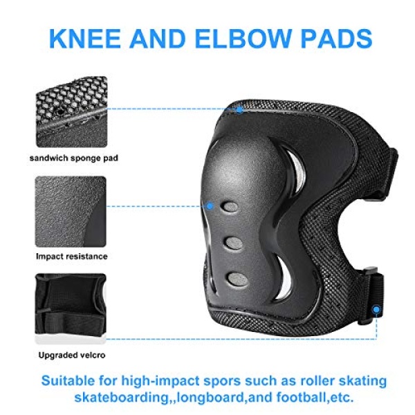 Knee Pads Elbow Pads with Wrist Guards Protective Gear Set - Image 2