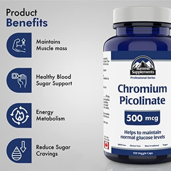 Chromium Picolinate 500mcg - Glucose and Blood Sugar Support Supplement - Image 4