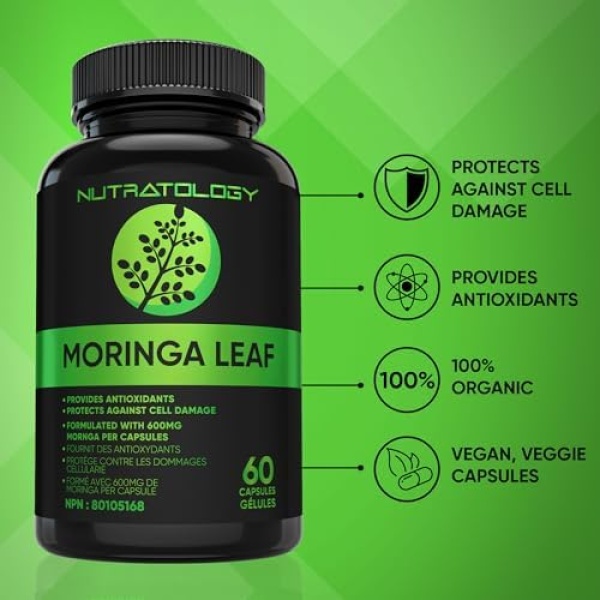 1200MG Organic Moringa Leaf Capsules -Provides Powerful Antioxidants - Image 3
