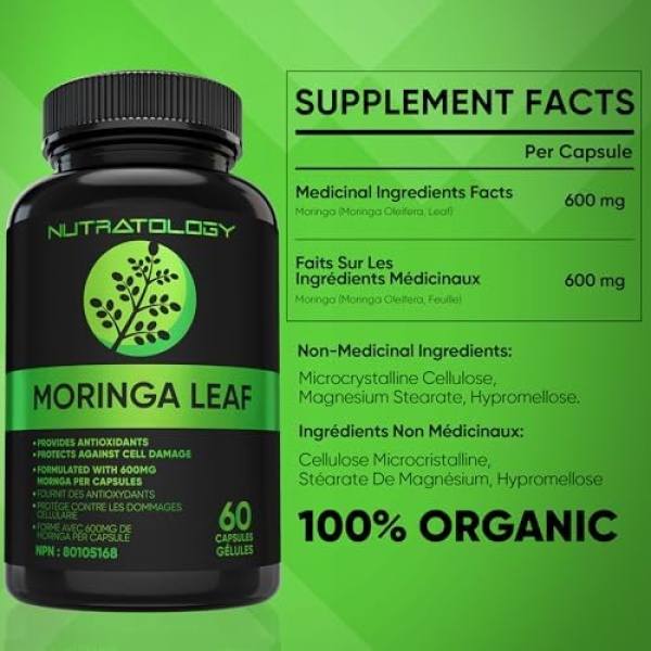 1200MG Organic Moringa Leaf Capsules -Provides Powerful Antioxidants - Image 5