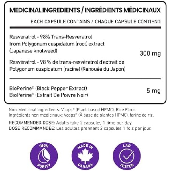 Ultra High Purity Resveratrol Capsules - 98% Trans-Resveratrol - Highly Purified - Image 2