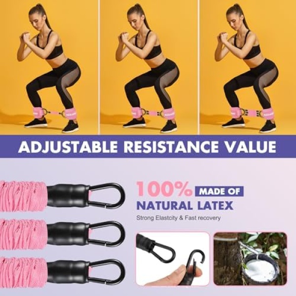 Ankle Resistance Bands with Cuffs, Ankle Bands for Working Out, Ankle Resistance - Image 6