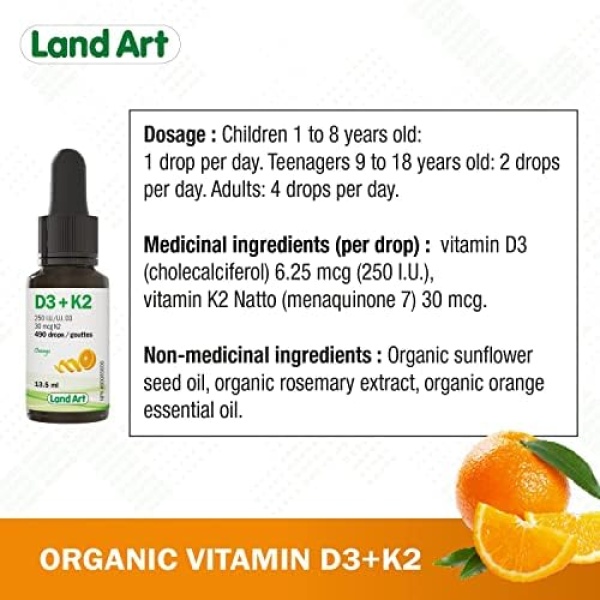 Certified Organic Vitamin D3 & K2 (MK7-Natto) - 490 Drops- Support Your Bones - Image 5