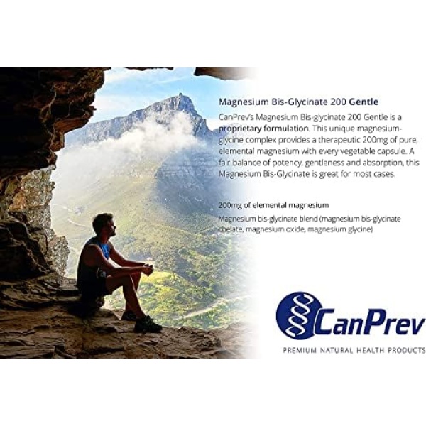 CanPrev - Pure Magnesium Bis-Glycinate 200mg (Gentle) | 240 v-caps | Elemental - Image 3