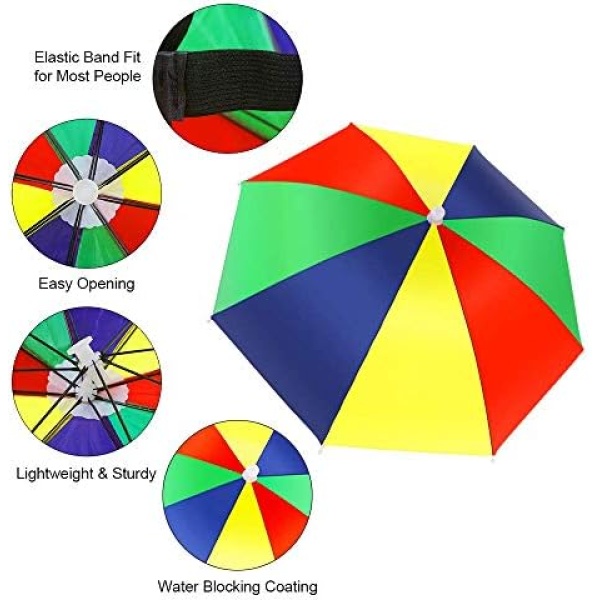 5 Pack Umbrella Hat with Elastic Band, Fishing Umbrella Hat - Image 5