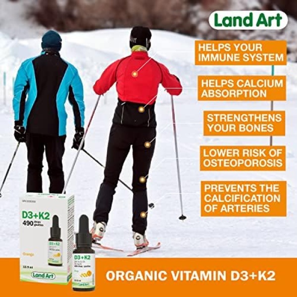 Certified Organic Vitamin D3 & K2 (MK7-Natto) - 490 Drops- Support Your Bones - Image 2