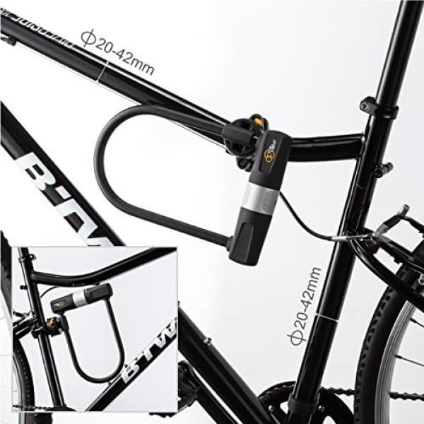 Via Velo Bike Lock Heavy Duty Bicycle U-Lock,14mm Shackle and 10mm x1.8m Cable - Image 5