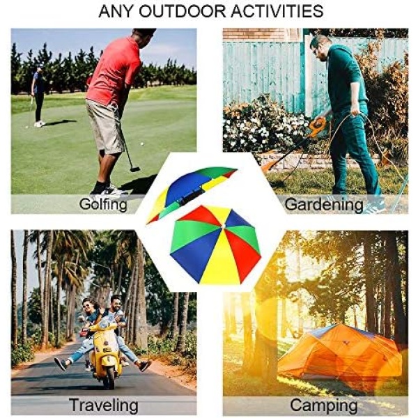 5 Pack Umbrella Hat with Elastic Band, Fishing Umbrella Hat - Image 3