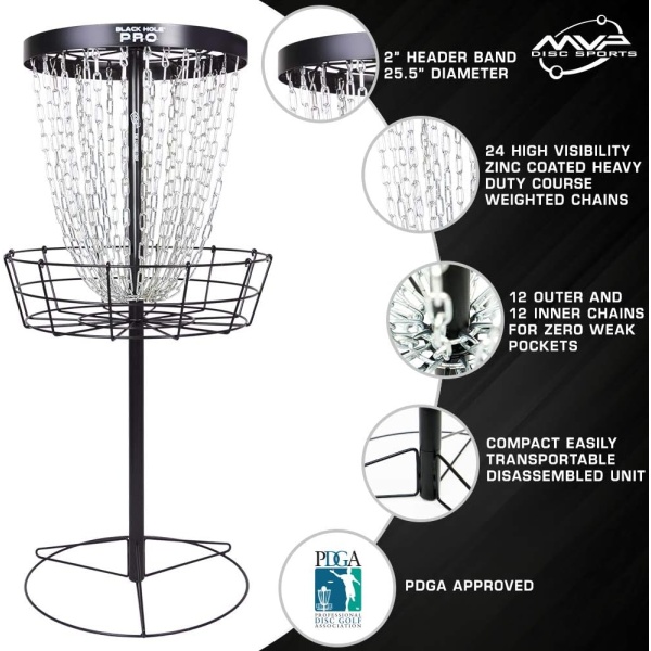 MVP Disc Sports Black Hole Pro 24-Chain Portable Disc Golf Basket Target - Image 2