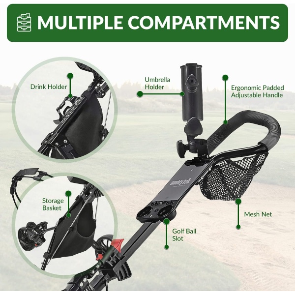 Caddytek CaddyLite 11.5 V3 3 Wheel Golf Push Cart - SuperLite Deluxe - Image 3