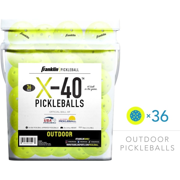 Franklin Sports Outdoor Pickleballs - X-40 Pickleball Balls - USA Pickleball - Image 2