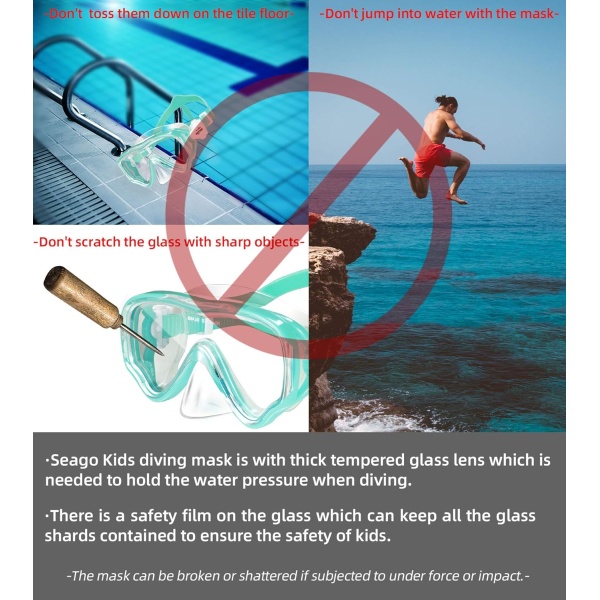 Seago Kids Swim Goggles Snorkel Diving Mask for Youth(5-15) - Image 7