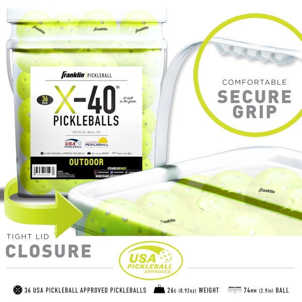 Franklin Sports Outdoor Pickleballs - X-40 Pickleball Balls - USA Pickleball - Image 4
