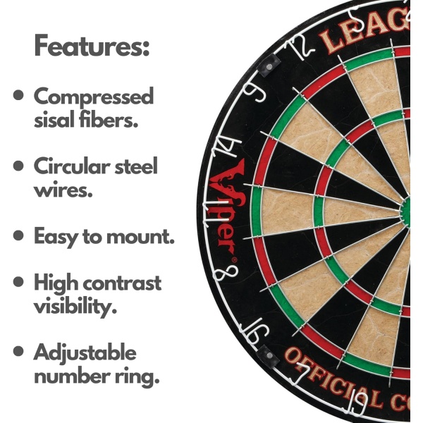 Viper League Pro Regulation Bristle Steel Tip Dartboard Starter Set - Image 3