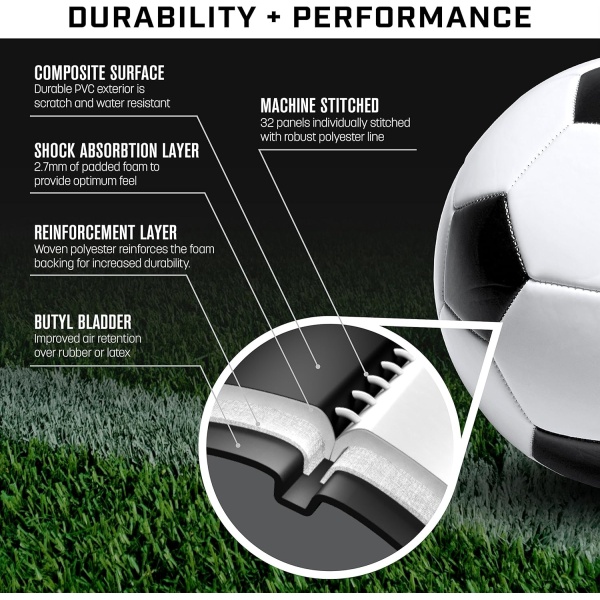 GoSports Classic Black and White Soccer Ball with Premium Pump - Image 4