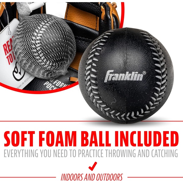 Franklin Sports Kids Baseball Gloves - RTP Youth Teeball Glove + Ball Set - Image 5