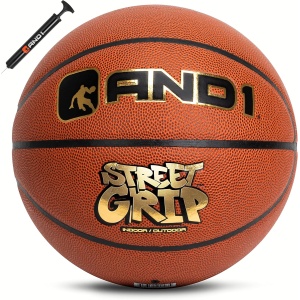 AND1 Street Grip Premium Composite Leather Basketball & Pump- Official Size 7