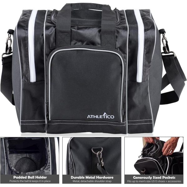 Athletico Bowling Bag for Single Ball - Single Ball Tote Bag With Padded Ball - Image 3