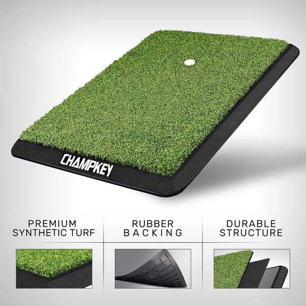 CHAMPKEY Premium Synthetic Turf Golf Hitting Mat | Heavy Duty Rubber Base Golf - Image 3