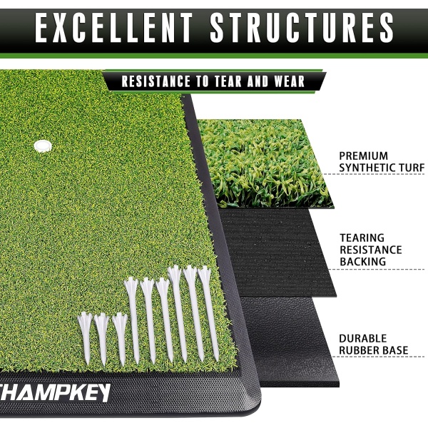 CHAMPKEY Premium Synthetic Turf Golf Hitting Mat | Heavy Duty Rubber Base Golf - Image 4